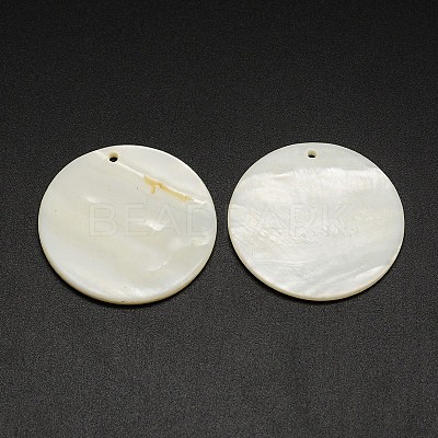 Flat Round Freshwater Shell Pendants X-SHEL-M005-35-1