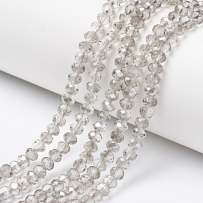 Electroplate Transparent Glass Beads Strands EGLA-A034-T6mm-E15-1