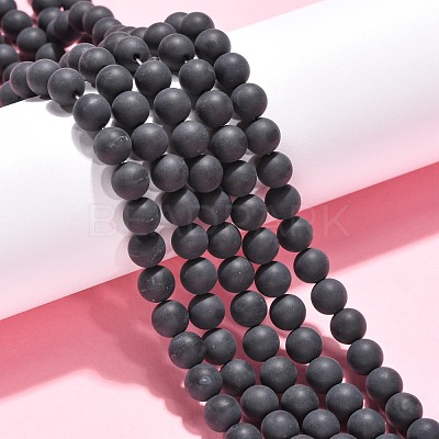 Dyed & Heated Natural Black Agate Beads Strands X-G-H1617-1