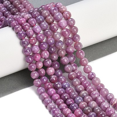 Natural Gemstone Ruby Round Beads Strands G-O017-6mm-06-01-1