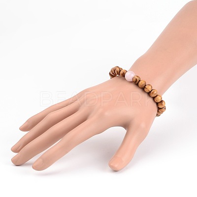 Wood Beaded Stretch Bracelets BJEW-JB01941-1