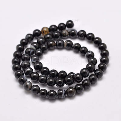 Natural Black Agate Bead Strands G-G962-14mm-12-A-1