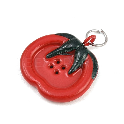 Button 304 Stainless Steel Enamel Pendants SA-CBAE390-01D-1