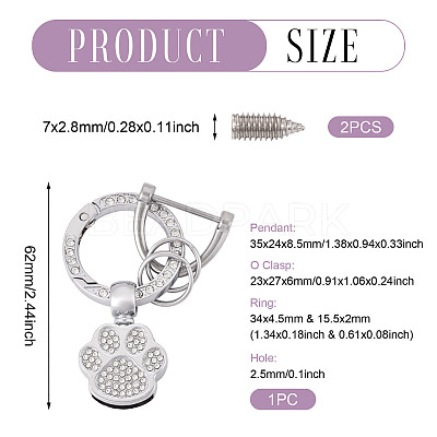 1Pc DIY Alloy Rhinestone Spring Gate Rings Keychains FIND-TA0008-54A-P-1