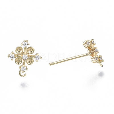 Brass Micro Pave Cubic Zirconia Stud Earring Settings KK-N232-39-NF-1
