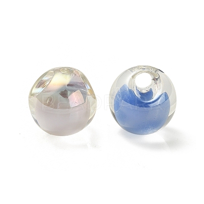 Transparent UV Plating Rainbow Iridescent Acrylic Beads OACR-P015-03-1
