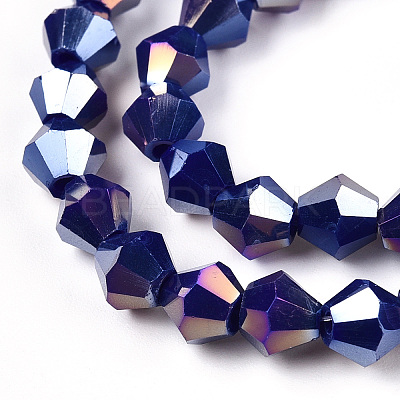Opaque Solid Color Electroplate Glass Beads Strands LS-EGLA-A039-P6mm-B10-1