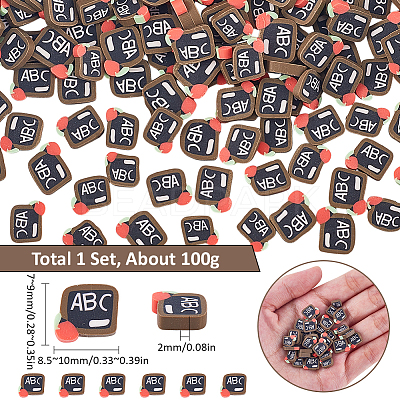1 Set School Theme Handmade Polymer Clay Cabochons CLAY-SC0002-04-1