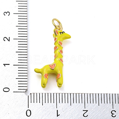 Giraffe Rack Plating Brass Enamel Pendants KK-Q804-15G-1
