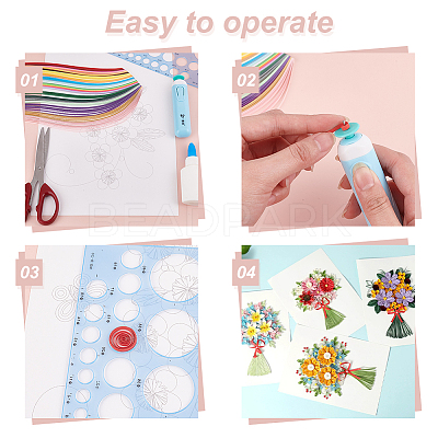 Flower/Bird Pattern Cardboard DIY Paper Quilling Tools Drawings Sample Cards DIY-GA0006-36-1