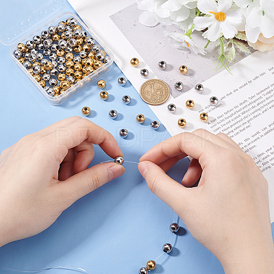 120Pcs 2 Colors 304 Stainless Steel Round Seamed Beads STAS-UN0060-65C-1