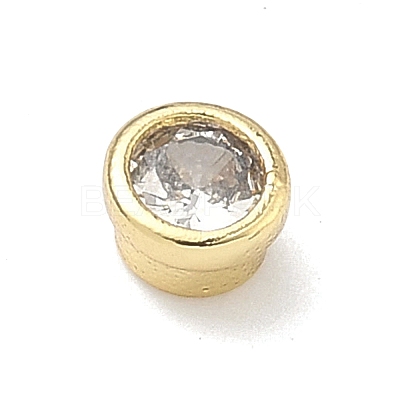 Flat Round Brass Micro Pave Cubic Zirconia Cabochons KK-P345-13G-A02-1