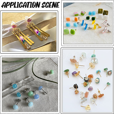200Pcs 304 Stainless Steel Stud Earring Findings STAS-SC0021-56-1