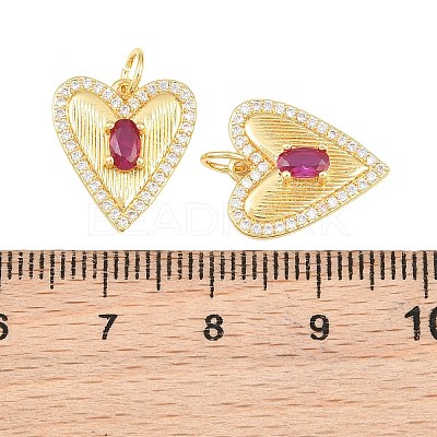 Brass Micro Pave Medium Violet Red Cubic Zirconia Pendants CU-CBAB3AD-09G-02-1