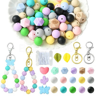 DIY Silicone Beaded Keychain Making Kit DIY-YW0008-62-1