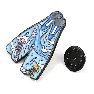Flipper Enamel Brooches JEWB-I063-01EB-03-1