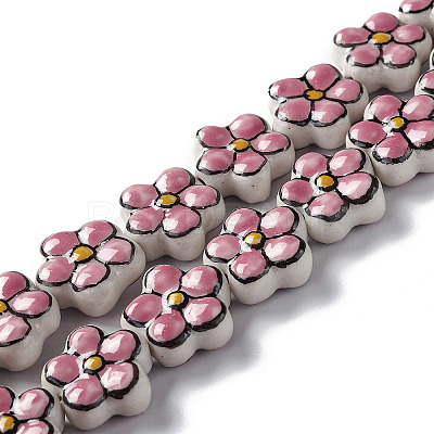 Handmade Porcelain Flower Beads Strands PORC-F003-01F-1