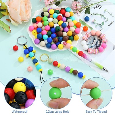 20Pcs Round Silicone Focal Beads SIL-SZ0003-20A-1