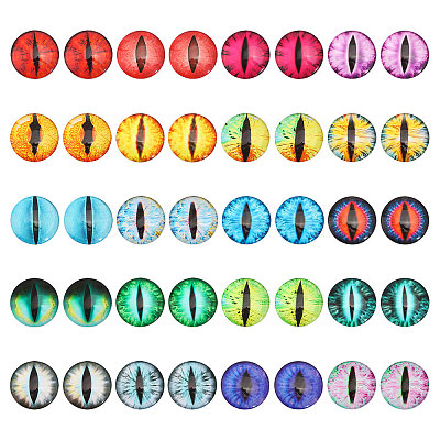 40Pcs 20 Colors Luminous Self Adhesive Glass Eyes Cabochons DIY-CA0006-28-1