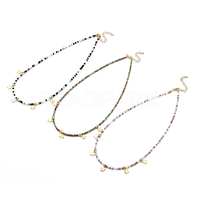 Star Pendant Necklaces NJEW-JN03074-1