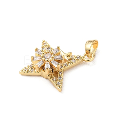 Brass Micro Pave Cubic Zirconia Rotating Pendants KK-M323-01B-G-1