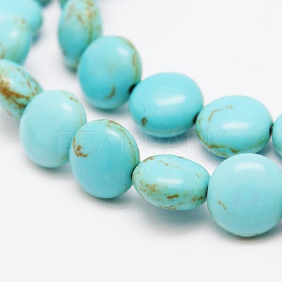 Flat Round Synthetic Turquoise Beads Strands X-TURQ-I022-10x5mm-05-1