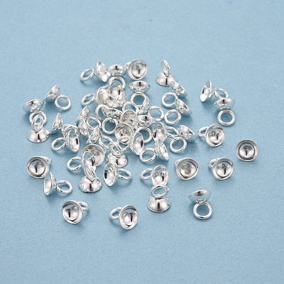 201 Stainless Steel Bead Cap Pendant Bails STAS-L244-27C-S-1