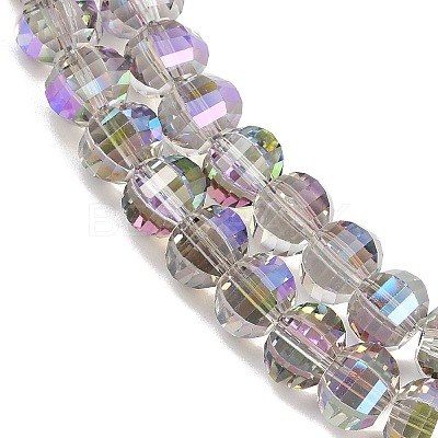 Electroplate Transparent Glass Beads Strands EGLA-B011-08A-HR03-1