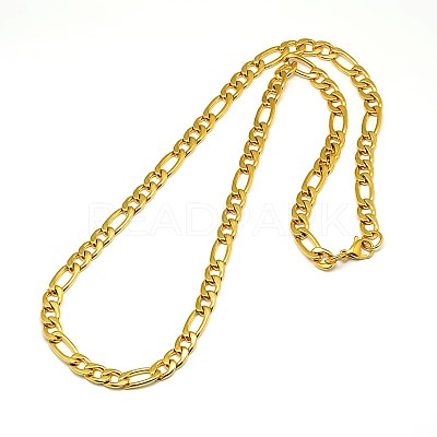 Fashionable 304 Stainless Steel Figaro Chain Necklaces for Men STAS-A028-N016G-1