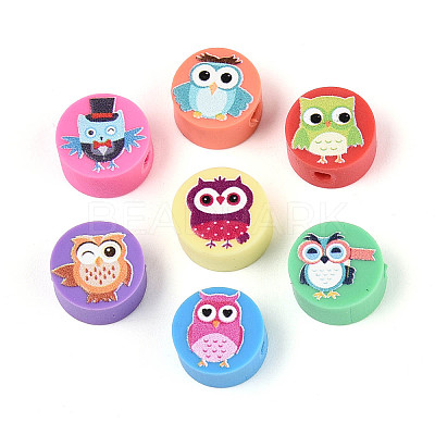 Printed Handmade Polymer Clay Beads CLAY-T022-12K-1