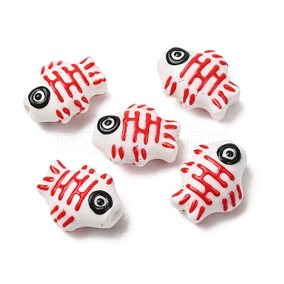 Handmade Printed Porcelain Beads PORC-F005-03B-01-1