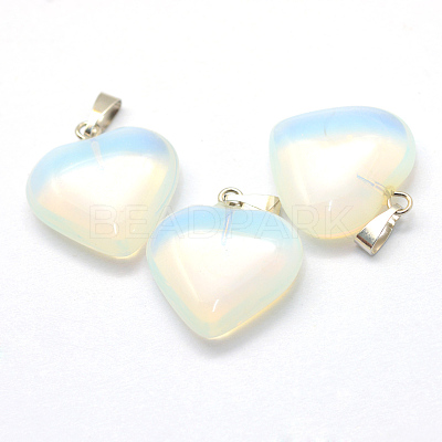 Heart Opalite Pendants X-G-Q438-06-1