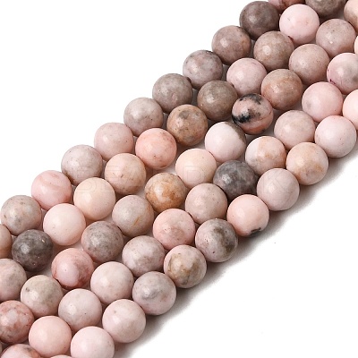 Natural Pink Zebra Jasper Beads Strands G-P231-01-6mm-1