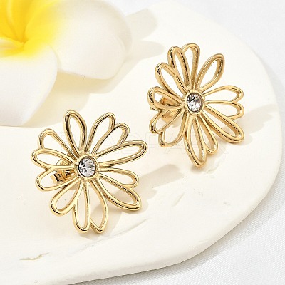 304 Stainless Steel Crystal Rhinestone Stud Earrings EJEW-G423-01G-1
