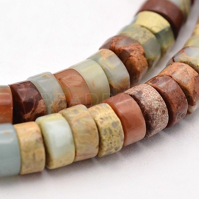 Flat Round/Disc Synthetic Aqua Terra Jasper Beads Strands G-N0160-02-3x4-1