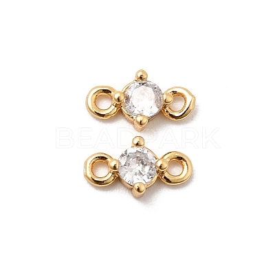 Brass Pave Clear Cubic Zirconia Connector Charms KK-F916-12G-1