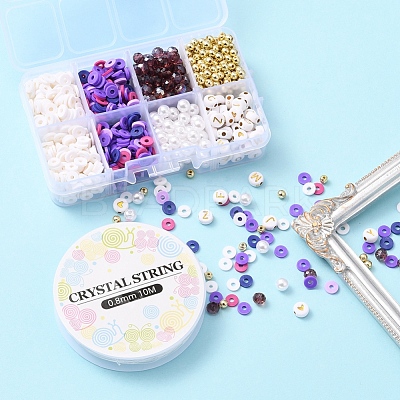 DIY Letter & Imitation Pearl & Heishi Beads Bracelet Making Kit DIY-YW0005-23D-1