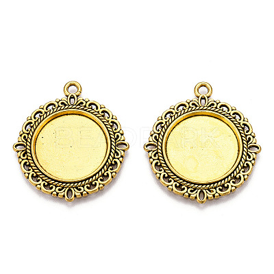 Tibetan Style Alloy Pendant Cabochon Settings TIBE-T003-08AG-RS-1