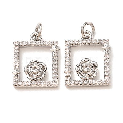 Brass Micro Pave Clear Cubic Zirconia Pendants CU-CBA2907-03B-P-1