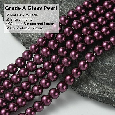 Eco-Friendly Dyed Glass Pearl Beads Strands HY-A008-6mm-RB097-1