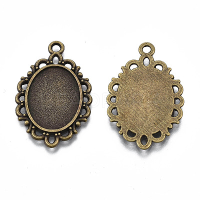 Filigree Wrap Oval Alloy Pendant Cabochon Settings PALLOY-N0088-13AB-NF-1