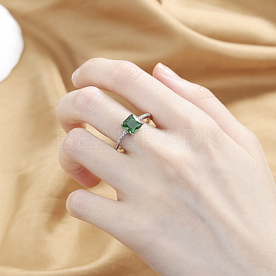 Brass Micro Pave Cubic Zirconia Finger Rings for Women FS-WG14AB5-02-1