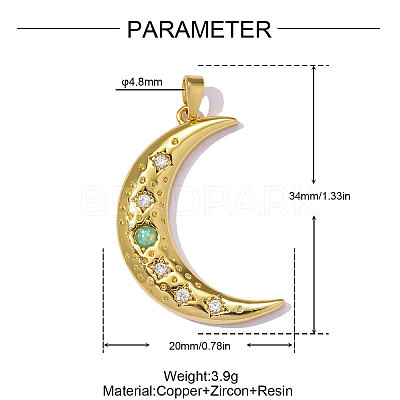 Brass Micro Pave Clear Cubic Zirconia Pendants CU-OY001-74G-1