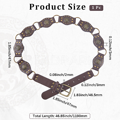 Vintage PU Leather Rivet Stitching Chain Belts with Alloy Buckles AJEW-WH20064-22A-1
