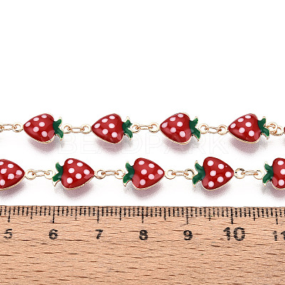 Brass Enamel Strawberry Link Chains CHC-N024-01KCG-1