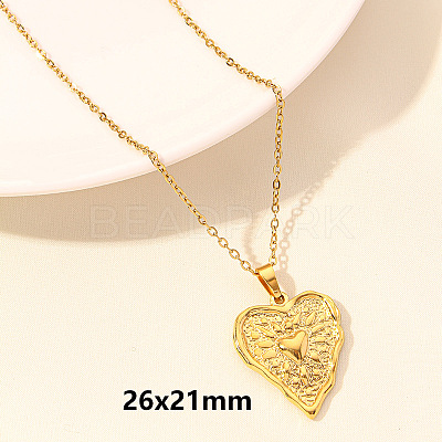 304 Stainless Steel Heart Pendant Necklaces for Men and Women FS-WG1B83F-14-1