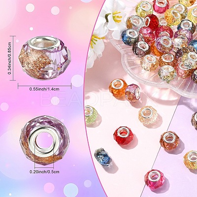 60Pcs 12 Colors Transparent Resin Rondelle European Beads RESI-YW0006-15-1