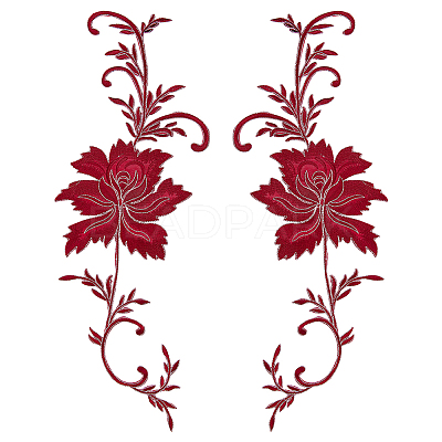 Peony Polyester Embroidery Ornament Accessories PATC-WH0008-04B-1