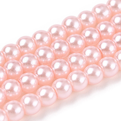 Baking Paint Pearlized Glass Pearl Round Bead Strands HY-Q003-4mm-05-1