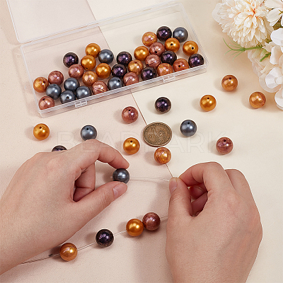 50Pcs 5 Colors Round Food Grade Eco-Friendly Silicone Focal Beads SIL-PH0001-26-1